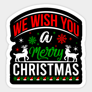 We Wish You a Merry Christmas Cute Xmas Pajama Family Group. Sticker